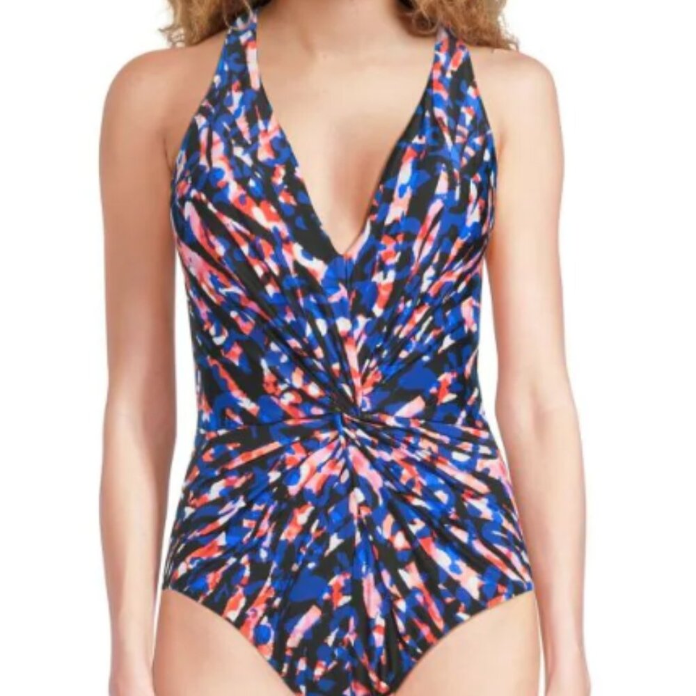 NWT Magicsuit Miraclesuit ​Burano Drew Twist-Front One-Piece Swimsuit Size 12